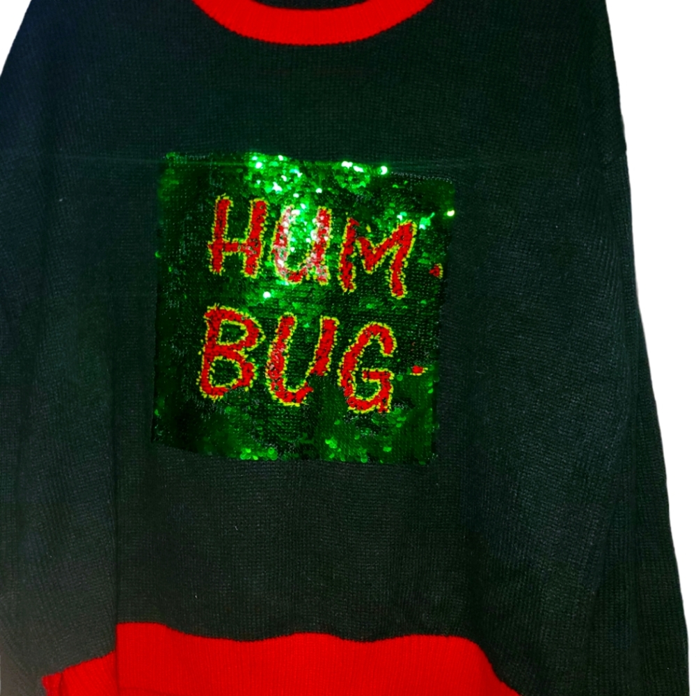 Holiday Sequin Changes words Sweater Small